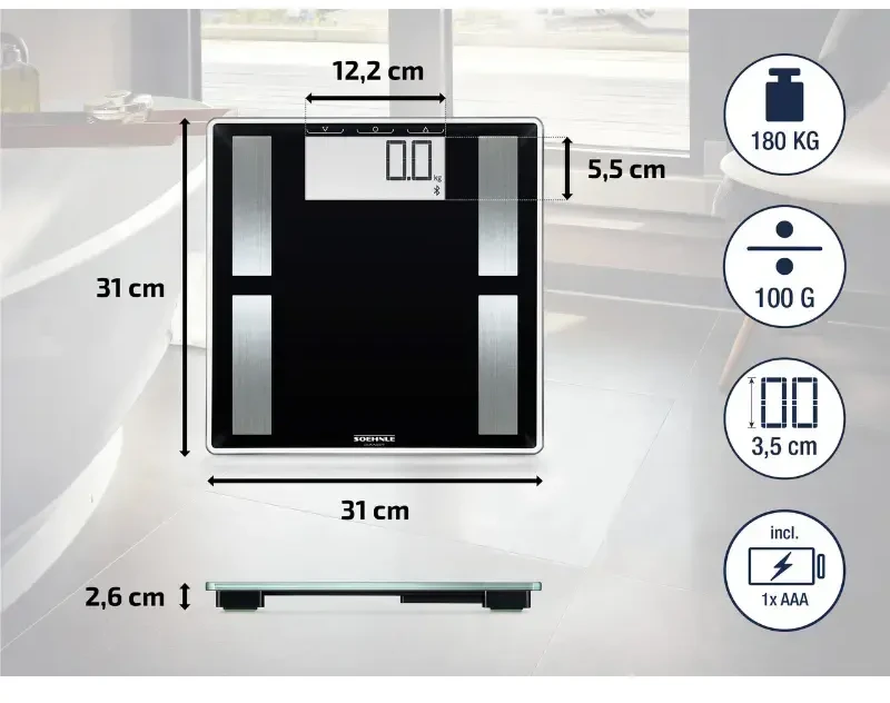 Virtuvinės svarstyklės Soehnle Soehnle Svarstyklės elektroniczna Shape Sense Connect 50, 180 kg, juoda