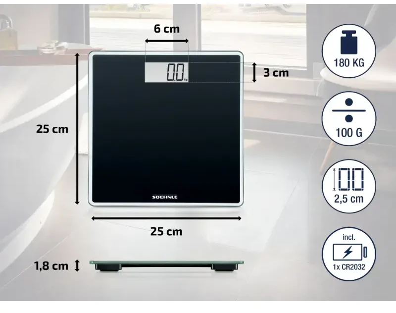 Svarstyklės Soehnle - Style Sense Compact 100 Personal Scale - Juodas (157942)