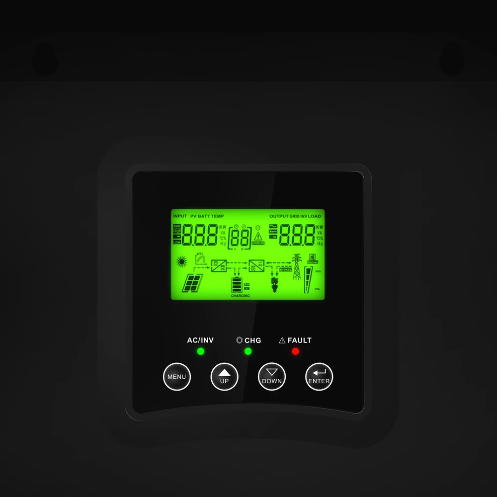 Green Cell Žalias Cell MPPT saulės energijos inverteris 24VDC 230VAC 3000VA / 3000W gryna sinusinė įtampa