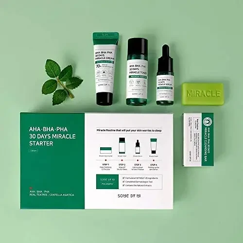 Kosmetikos rinkinys SOME BY MI AHA-BHA-PHA 30 DAYS MIRACLE STARTER KIT [Cleansing Bar 30g, Toneris 30ml, Serum 10ml, Kreminis 20g]
