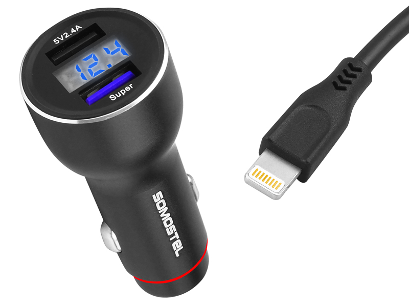 Somostel 2x USB-A 5 A įkroviklis (SMS-89 Juodas)