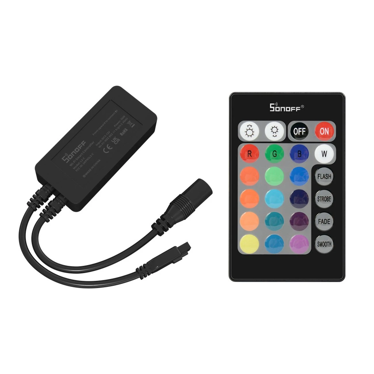 Sonoff L2 smart WiFi + Bluetooth RGB valdiklis su IR nuotolinio valdymo pultu