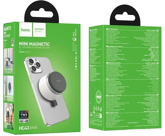 „Bluetooth“ garsiakalbis 3W 3h Hoco su įmontuotu magnetiniu blokeliu HC43 baltas