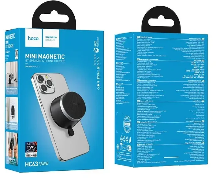 „Bluetooth“ garsiakalbis 3W 3h Hoco su įmontuotu magnetiniu blokeliu HC43 juodas