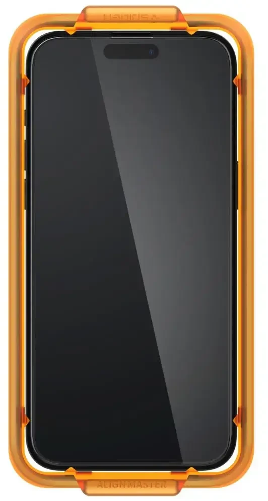 Apsauginis stiklas telefonui iPhone 15 Pro Spigen ALM Glass FC 2-pack su juodu rėmeliu