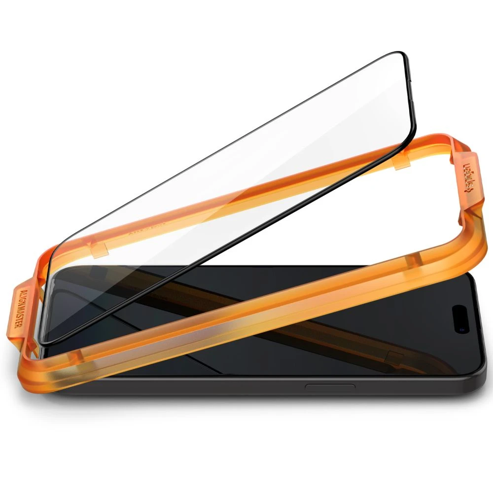 Apsauginis stiklas telefonui Apple iPhone 15 Pro Spigen ALM Glass FC 2-pack juodos spalvos krašteliu