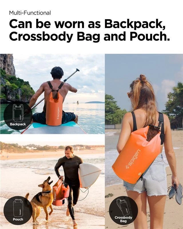Spigen Aqua Shield vandeniui atsparus sausas krepšys 20L + 2L A630, saulėlydžio oranžinė