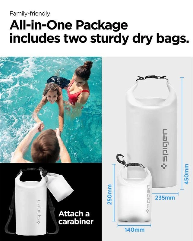 Spigen Aqua Shield Vandeniui atsparus sausas krepšys 20L + 2L A630, sniego baltumas