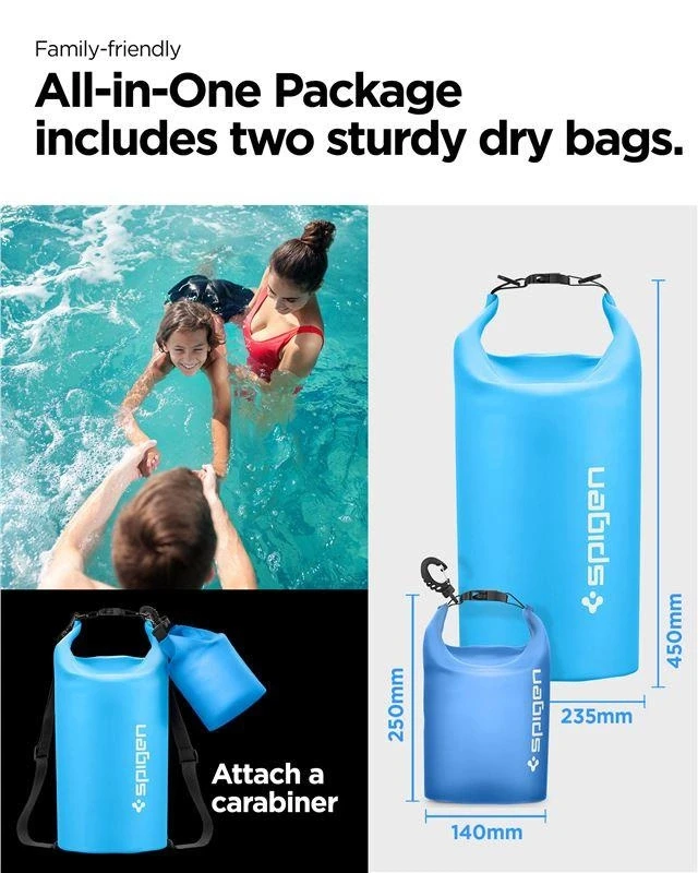 Spigen Aqua Shield Vandeniui atsparus džiovinimo maišas 20L + 2L A630, jūros mėlyna