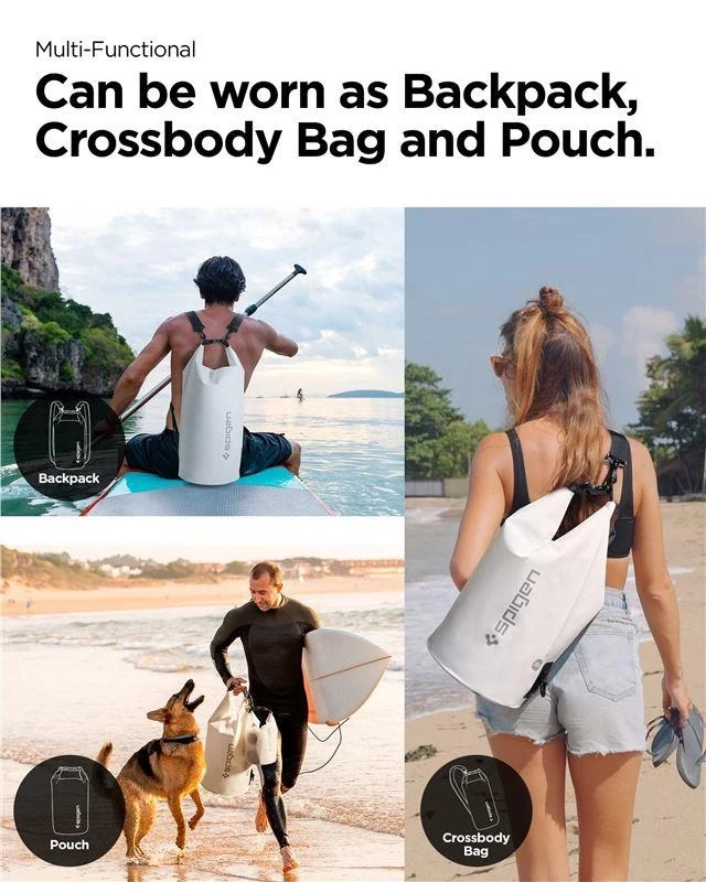Spigen Aqua Shield Vandeniui atsparus sausas krepšys 20L + 2L A630, sniego baltumas