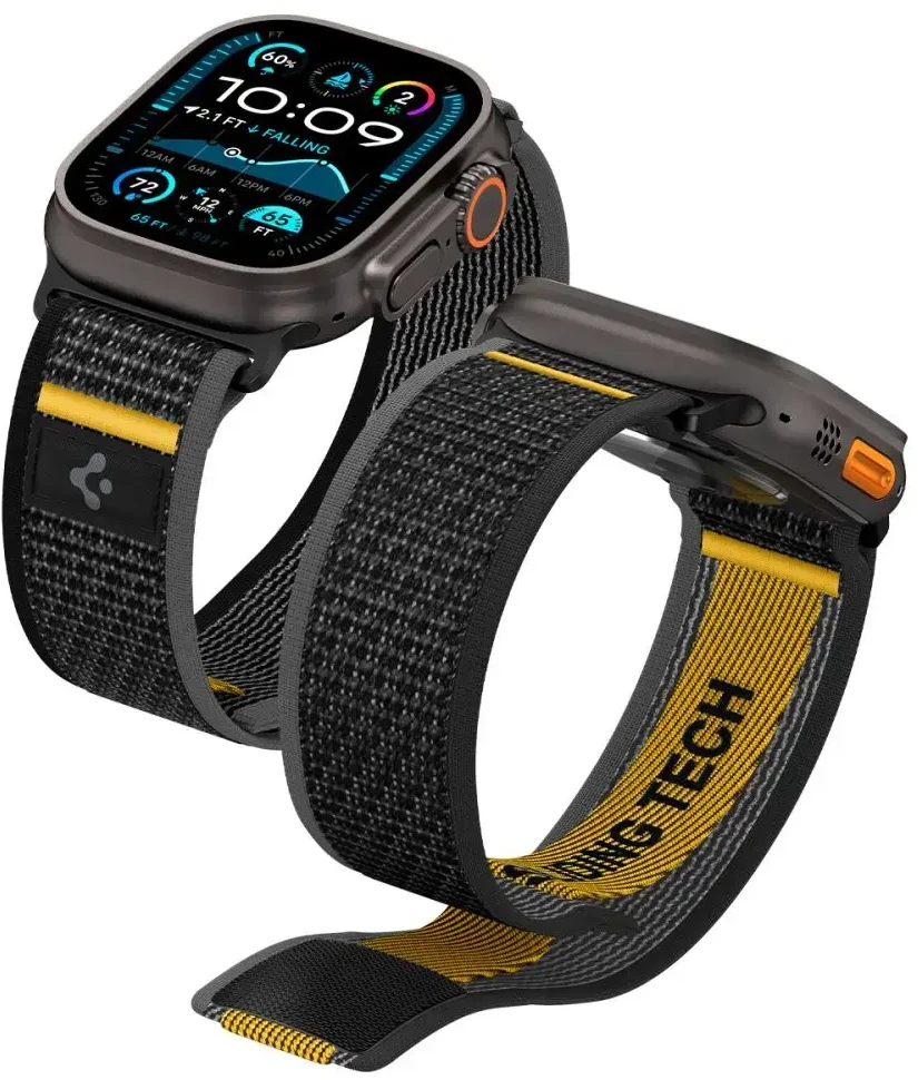 Juoda apyrankė Apple Watch 6 / 7 / 8 / 9 / 10 / SE / Ultra 1 / 2 ( 44 / 45 / 46 / 49 mm) laikrodžiui „Spigen Athlex Air”