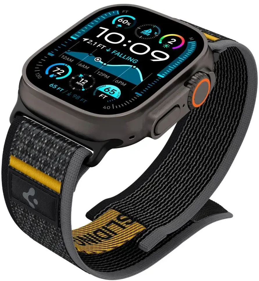 Juoda apyrankė Apple Watch 6 / 7 / 8 / 9 / 10 / SE / Ultra 1 / 2 ( 44 / 45 / 46 / 49 mm) laikrodžiui „Spigen Athlex Air”