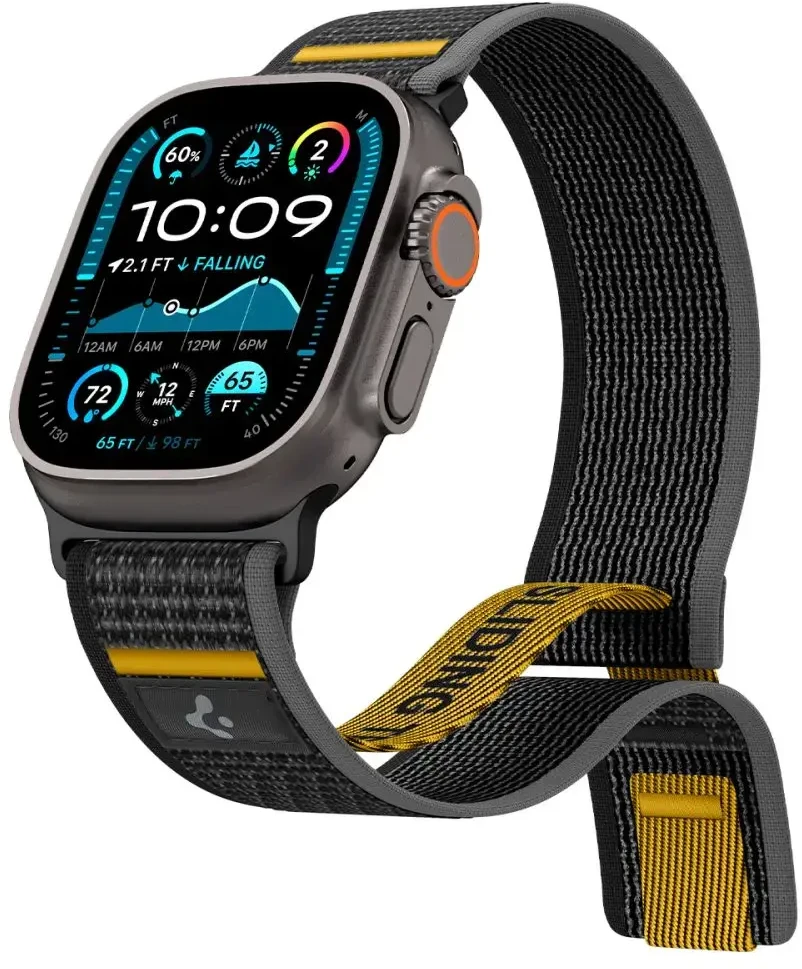 Juoda apyrankė Apple Watch 6 / 7 / 8 / 9 / 10 / SE / Ultra 1 / 2 ( 44 / 45 / 46 / 49 mm) laikrodžiui „Spigen Athlex Air”
