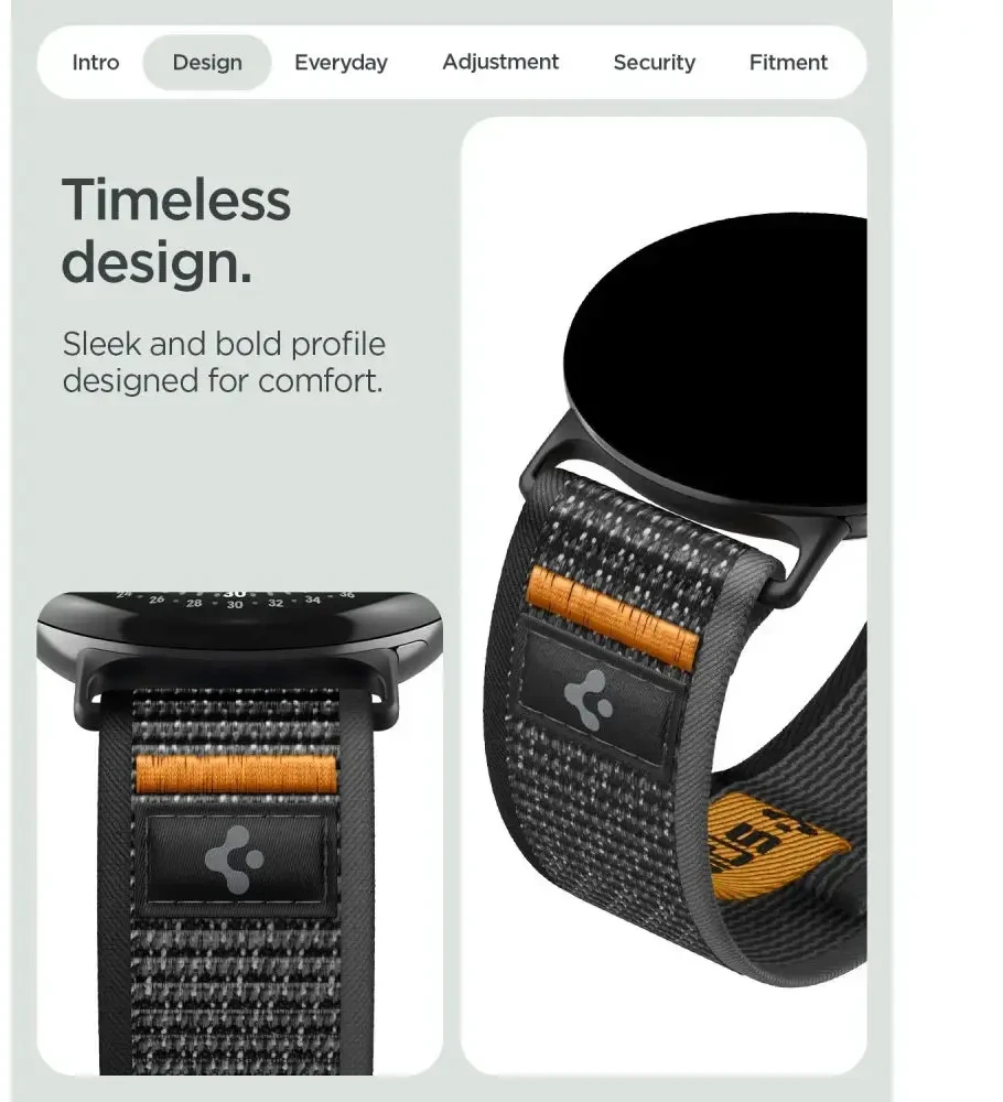 Spigen ATHLEX AIR GOOGLE PIXEL WATCH 1 / 2 / 3 / 4 / 5 (41 MM) AKTYVUS Juodas/ORANŽINIS