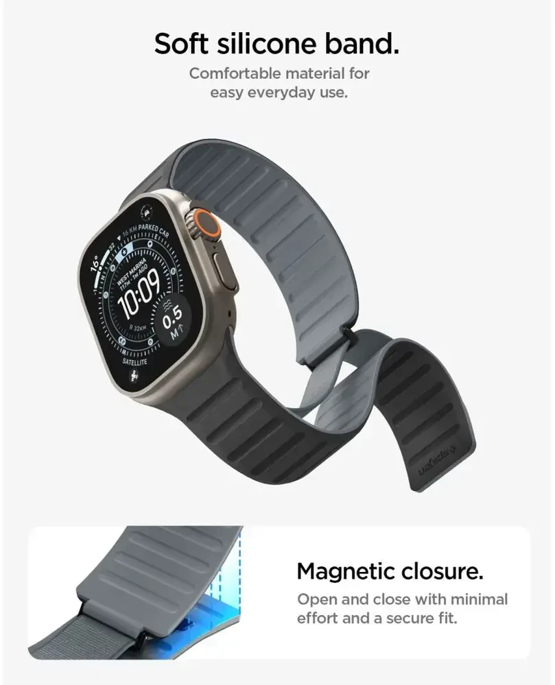 Spigen „Athlex Air M“ išmaniojo laikrodžio dėklas „Apple Watch“ 8/9/10/11/SE/Ultra (44/45/46/49 mm) | juoda/pilka