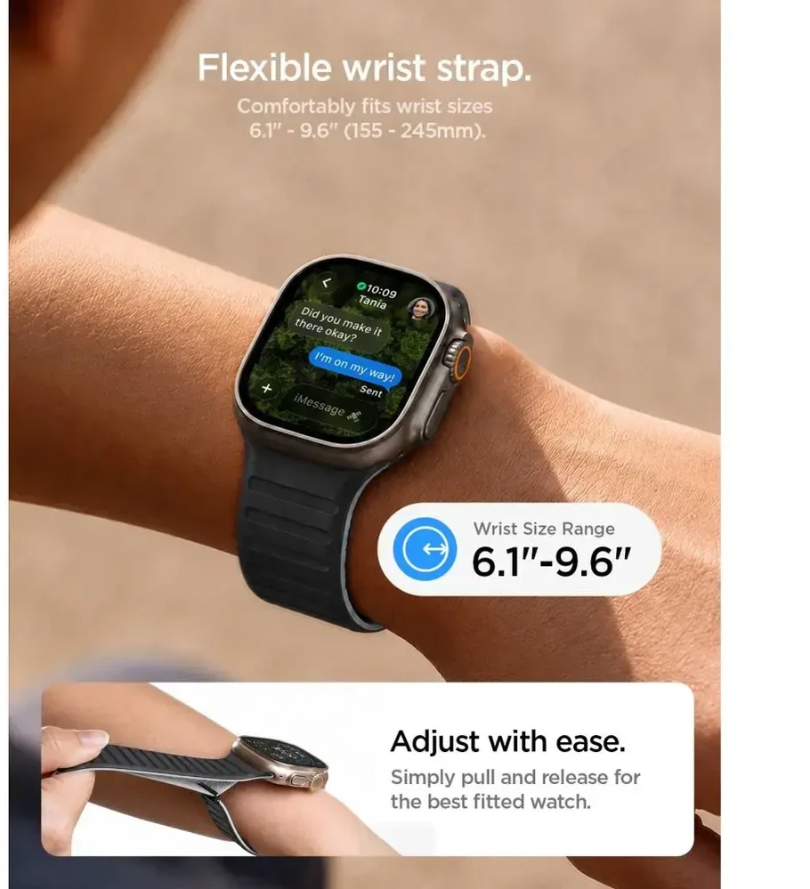 Spigen „Athlex Air M“ išmaniojo laikrodžio dėklas „Apple Watch“ 8/9/10/11/SE/Ultra (44/45/46/49 mm) | juoda/pilka