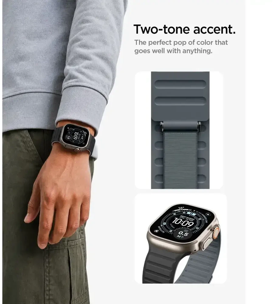 Spigen „Athlex Air M“ išmaniojo laikrodžio dėklas „Apple Watch“ 8/9/10/11/SE/Ultra (44/45/46/49 mm) | juoda/pilka