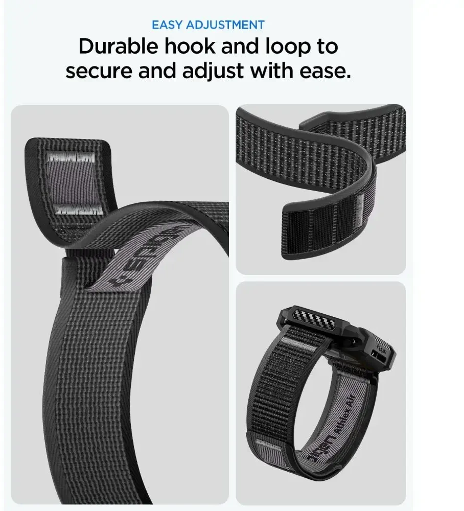 SPIGEN ATHLEX AIR + RUGGED ARMOR APPLE WATCH 10 / 11 / 12 (46 MM) aktyvi juoda/pilka
