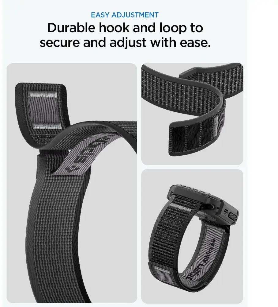SPIGEN ATHLEX AIR + RUGGED ARMOR APPLE WATCH ULTRA 1 / 2 / 3 / 4 (49 MM) aktyvus juodas/pilkas