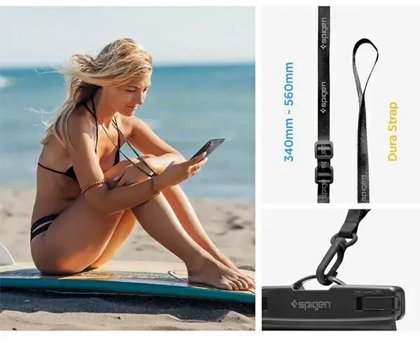 Spigen Aqua Shield A601 vandeniui atsparus dėklas IPX8 – juodas