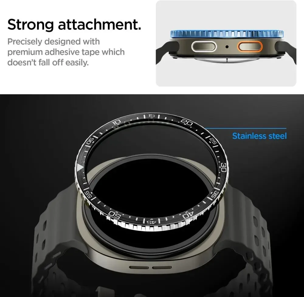 Spigen Bezel Tune (Diver), juodas - Galaxy Watch 8 (44mm)