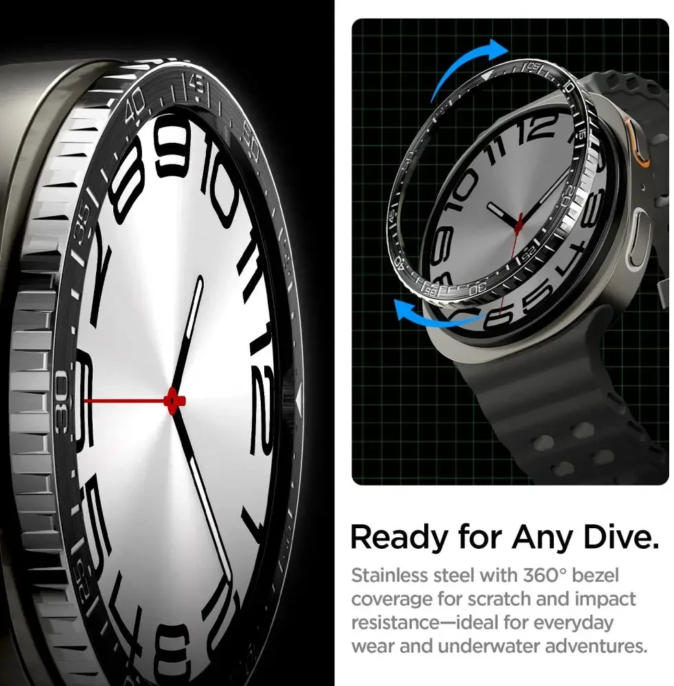 Spigen Bezel Tune (Diver), juodas - Galaxy Watch 8 (44mm)