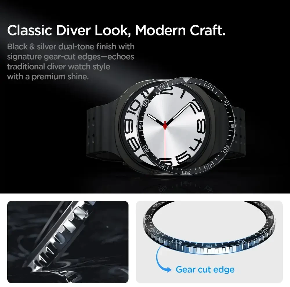 Spigen Bezel Tune (Diver), juodas - Galaxy Watch 8 (44mm)