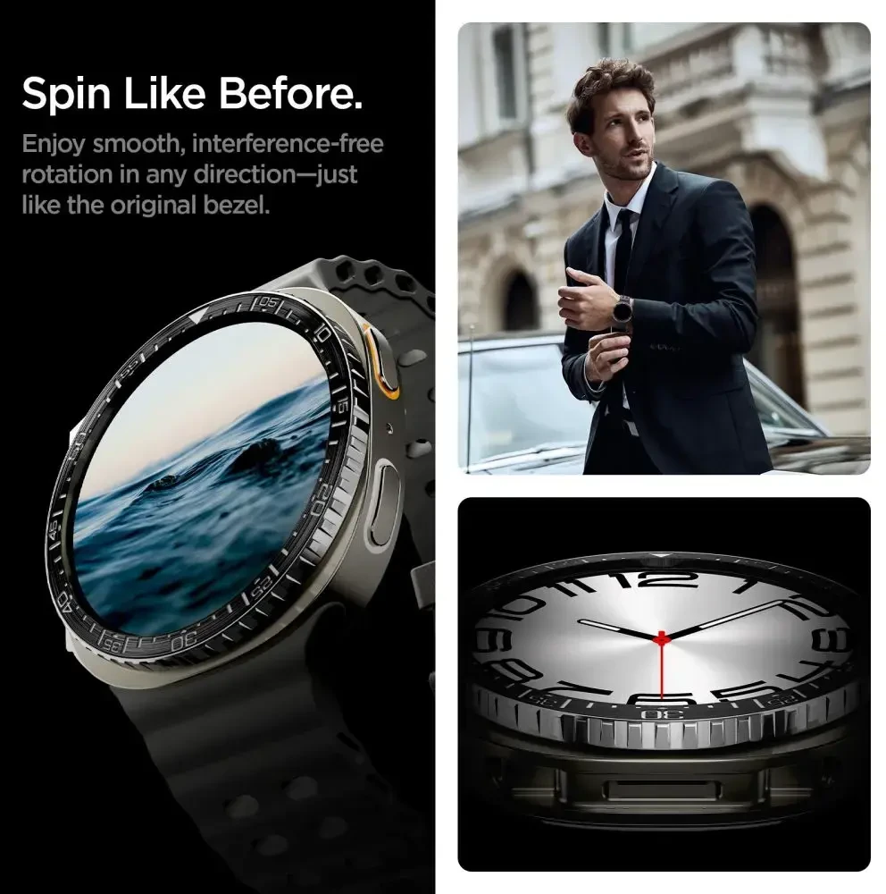 Spigen Bezel Tune (Diver), juodas - Galaxy Watch 8 (44mm)