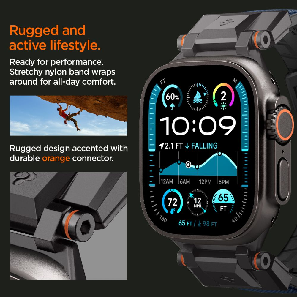 „Spigen DuraPro Armor“ dirželis, skirtas „Apple Watch 44 / 45 / 46 / 49 mm“ – tamsiai mėlynas Mėlyna
