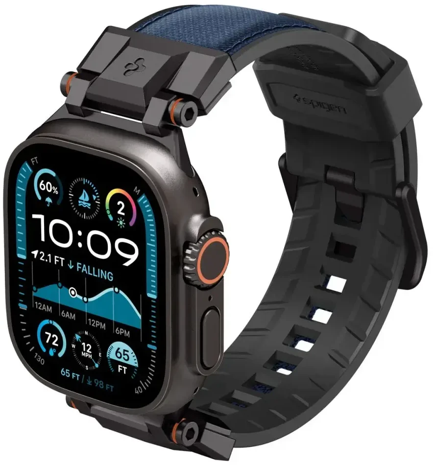 Spigen DuraPro Armor išmaniojo laikrodžio dirželis, skirtas Apple Watch 6/7/8/9/10/SE/Ultra 1/2 (44/45/46/49 mm) | Nailonas | tamsiai mėlyna