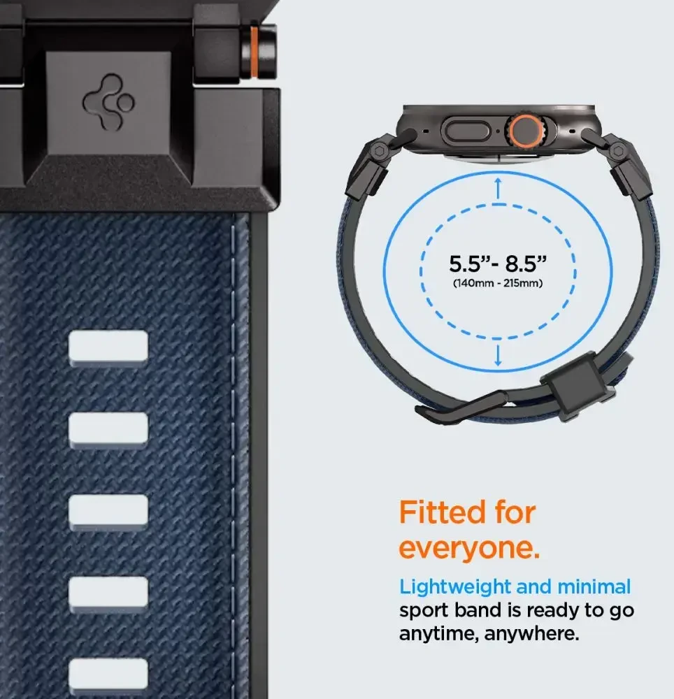 Spigen DuraPro Armor išmaniojo laikrodžio dirželis, skirtas Apple Watch 6/7/8/9/10/SE/Ultra 1/2 (44/45/46/49 mm) | Nailonas | tamsiai mėlyna