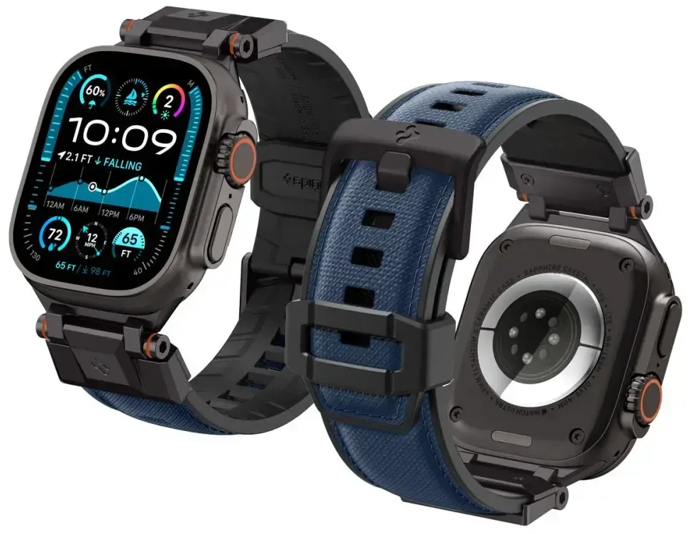 Spigen DuraPro Armor išmaniojo laikrodžio dirželis, skirtas Apple Watch 6/7/8/9/10/SE/Ultra 1/2 (44/45/46/49 mm) | Nailonas | tamsiai mėlyna