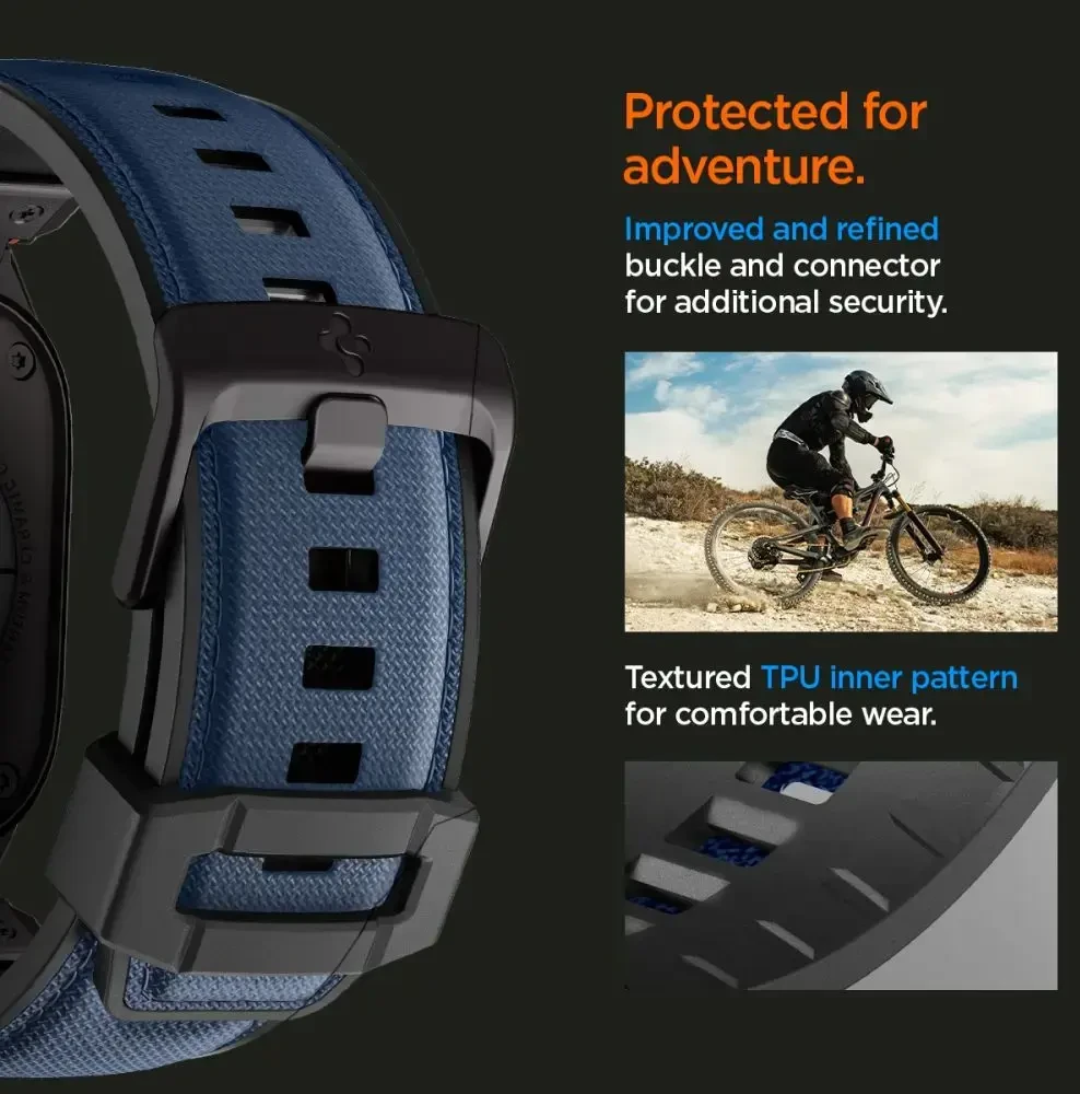 Spigen DuraPro Armor išmaniojo laikrodžio dirželis, skirtas Apple Watch 6/7/8/9/10/SE/Ultra 1/2 (44/45/46/49 mm) | Nailonas | tamsiai mėlyna