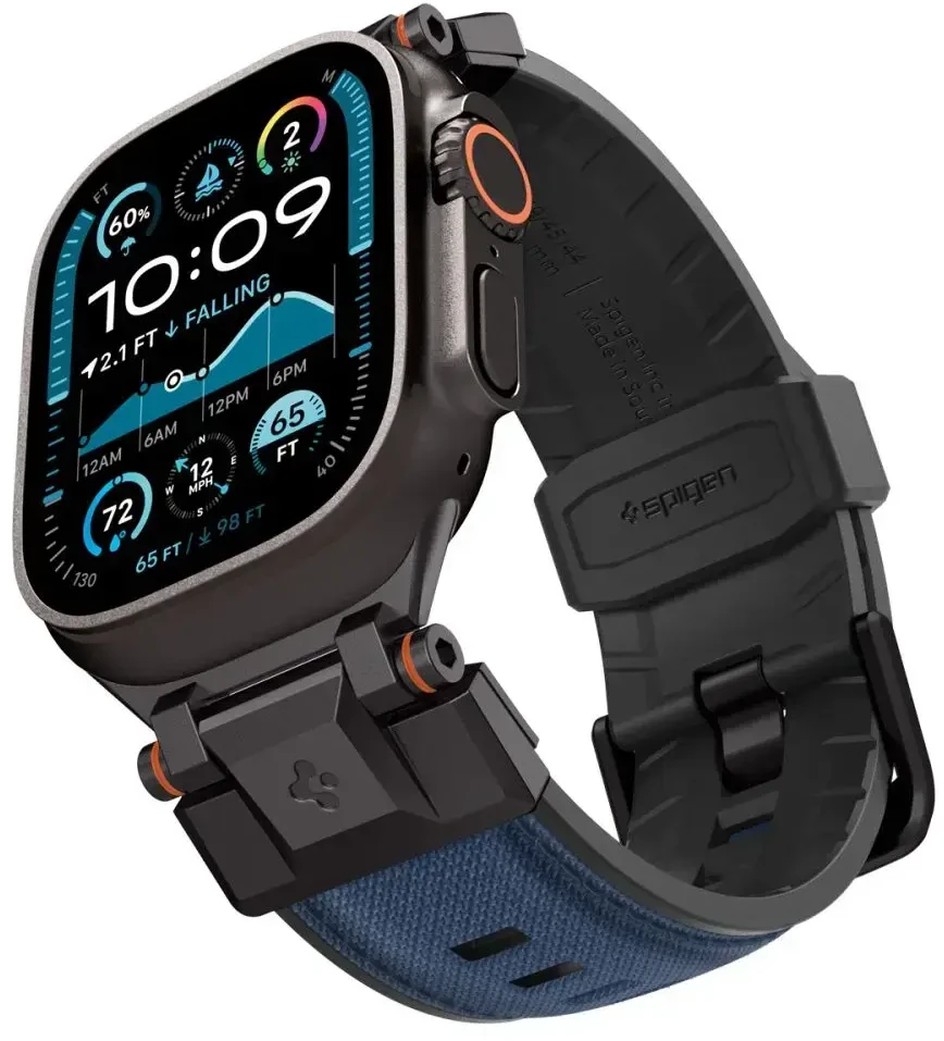 Spigen DuraPro Armor išmaniojo laikrodžio dirželis, skirtas Apple Watch 6/7/8/9/10/SE/Ultra 1/2 (44/45/46/49 mm) | Nailonas | tamsiai mėlyna