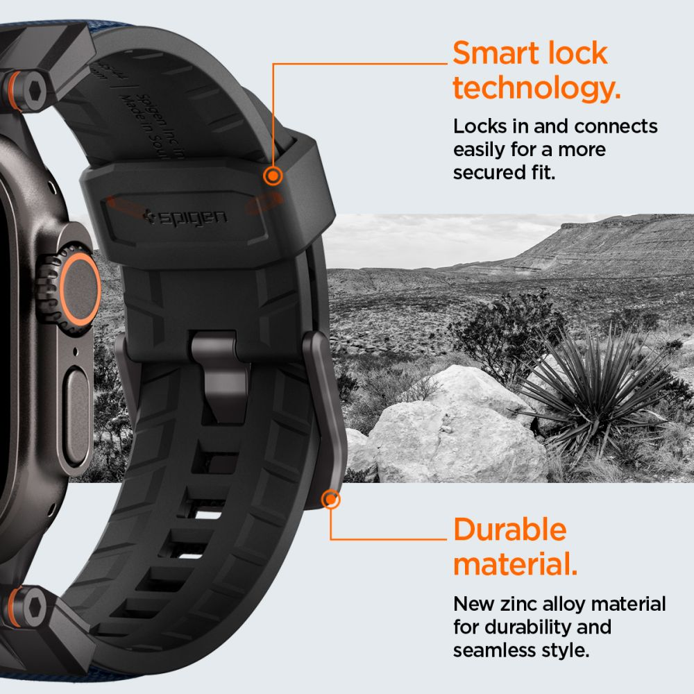„Spigen DuraPro Armor“ dirželis, skirtas „Apple Watch 44 / 45 / 46 / 49 mm“ – tamsiai mėlynas Mėlyna