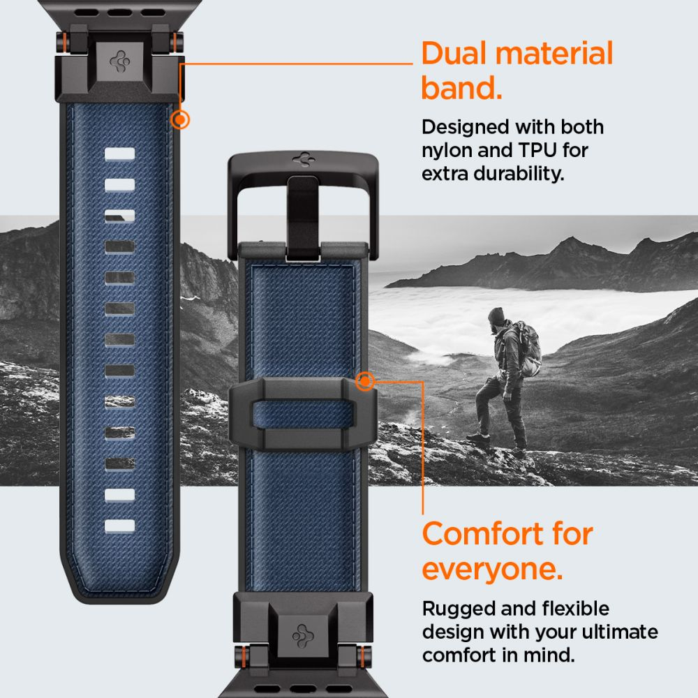 „Spigen DuraPro Armor“ dirželis, skirtas „Apple Watch 44 / 45 / 46 / 49 mm“ – tamsiai mėlynas Mėlyna