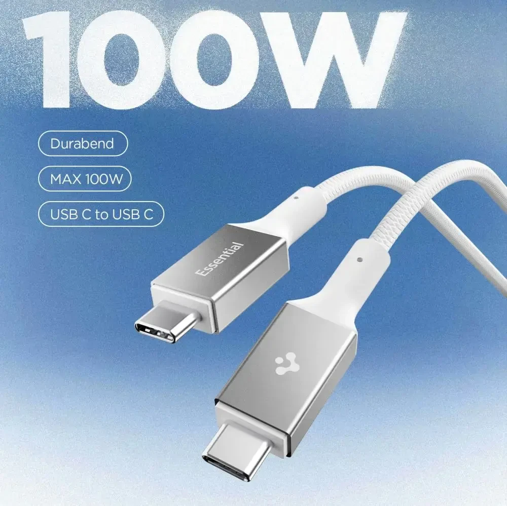 „Spigen Essential“ USB C į USB C 100 W laidas, baltas EB10010CC