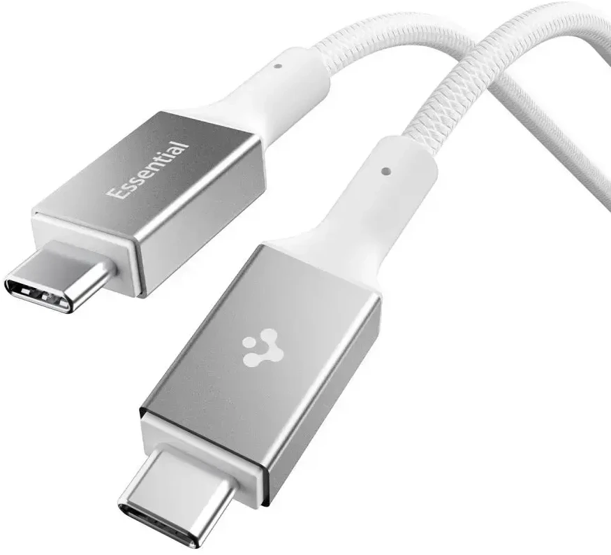 „Spigen Essential“ USB C į USB C 100 W laidas, baltas EB10010CC