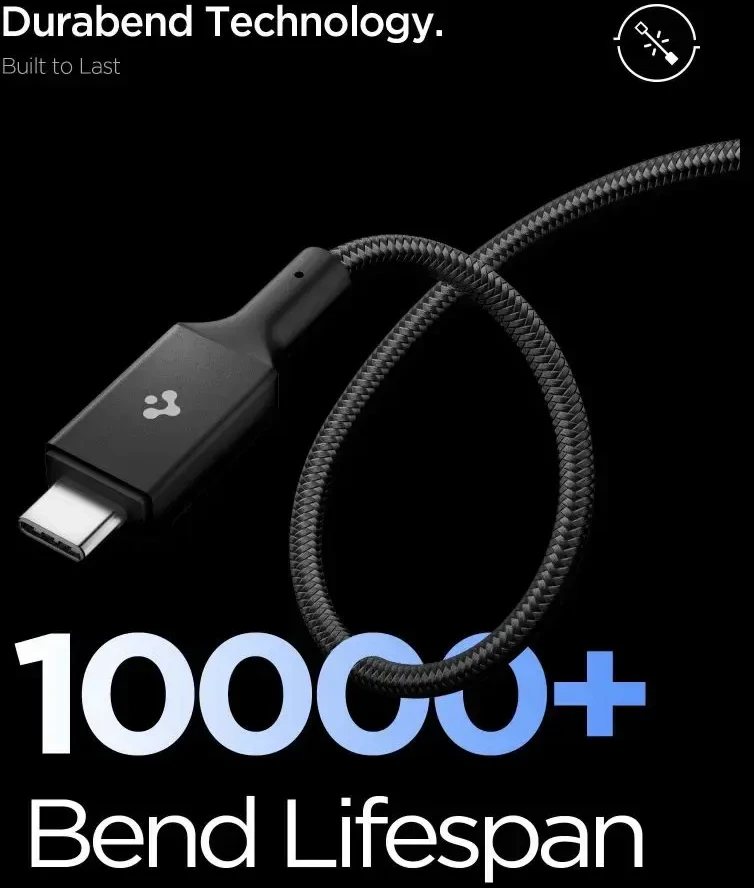 Spigen Essential USB C to USB C 100W Fabric Cable, juodas EB10015CC