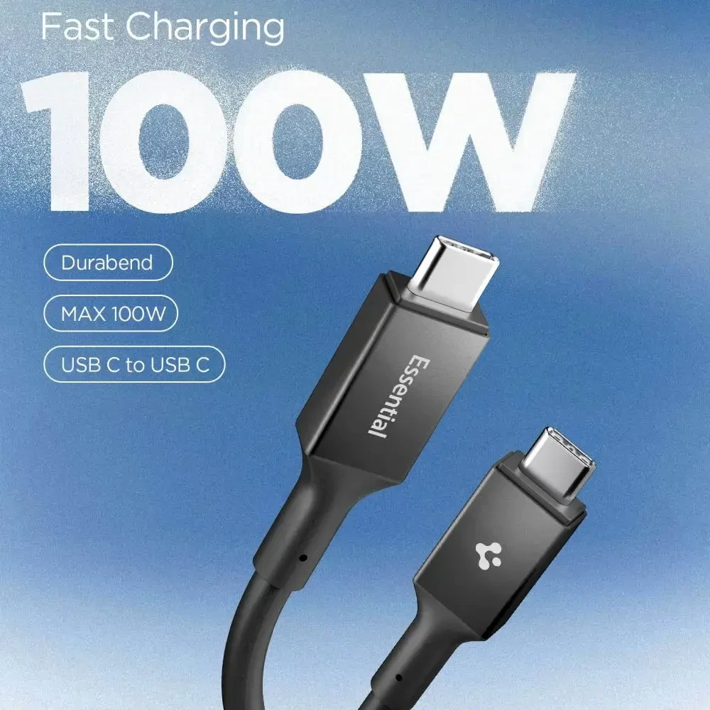 Spigen Essential USB C į USB C 100W laidas, juodas EB10020CC