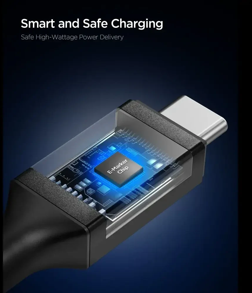 Spigen Essential USB C į USB C 100W laidas, juodas EB10020CC