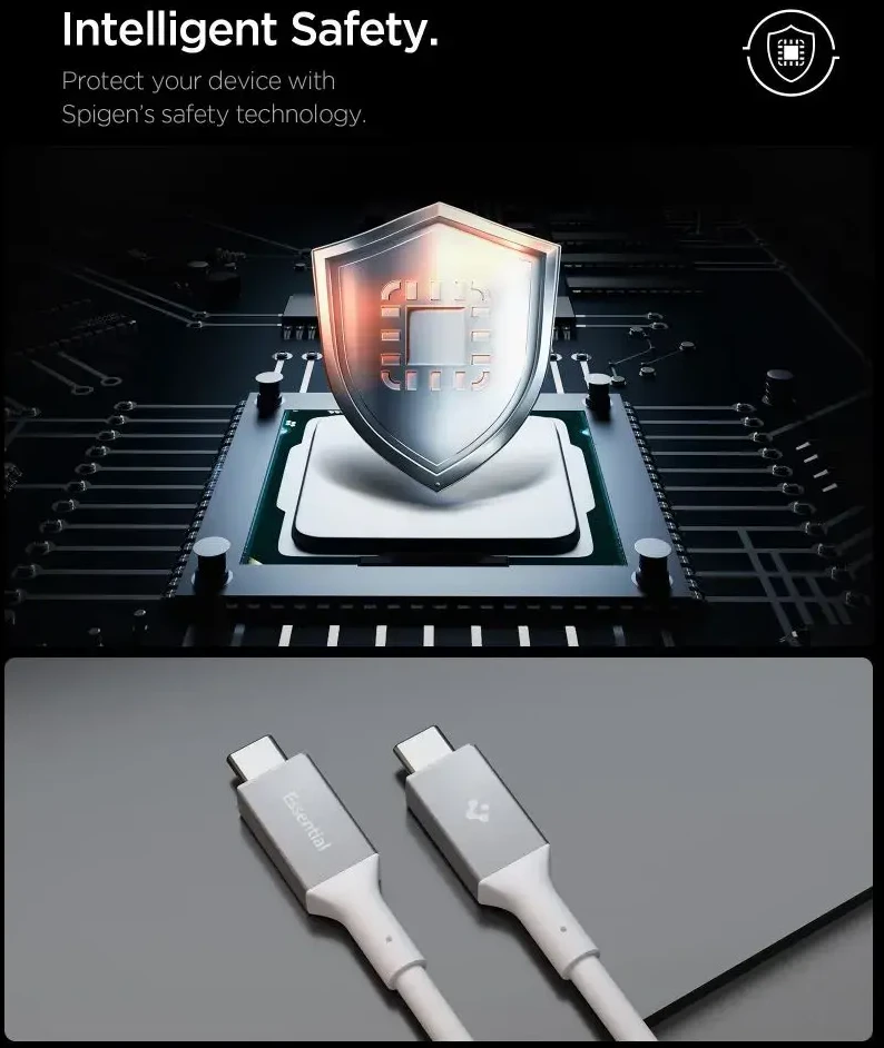 Spigen Essential USB C į USB C 100W laidas, baltas EB10020CC