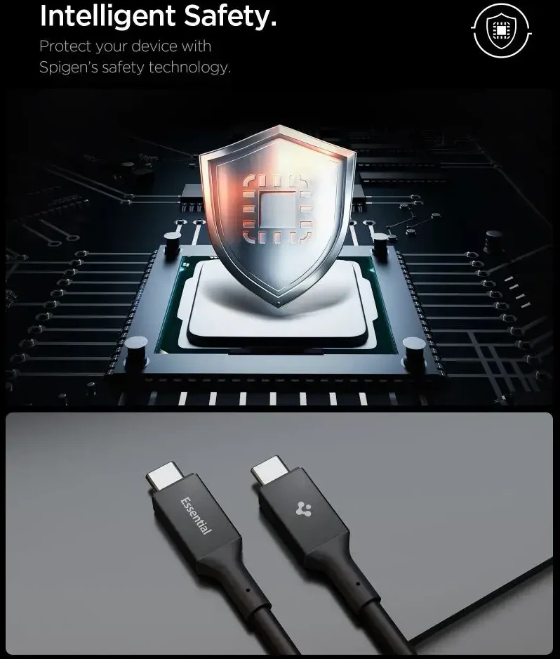 Spigen Essential USB C į USB C 240W laidas, juodas EB24012CC