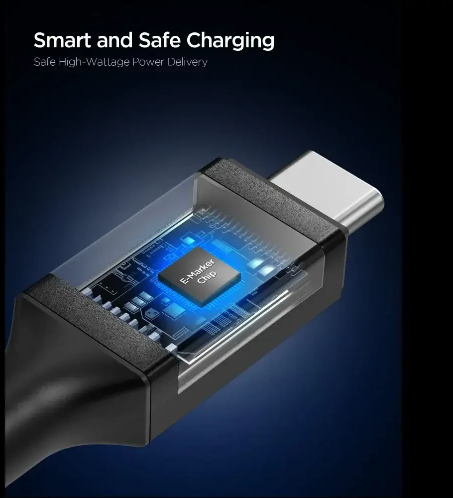 Spigen Essential USB C to USB C 240W Fabric Cable, juodas EB24015CC