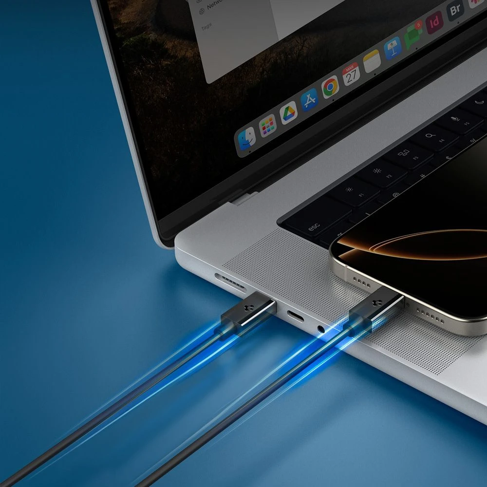 Spigen EB6020CC 60W Cable + USB-C / USB-C Cable 200 cm - Juodas