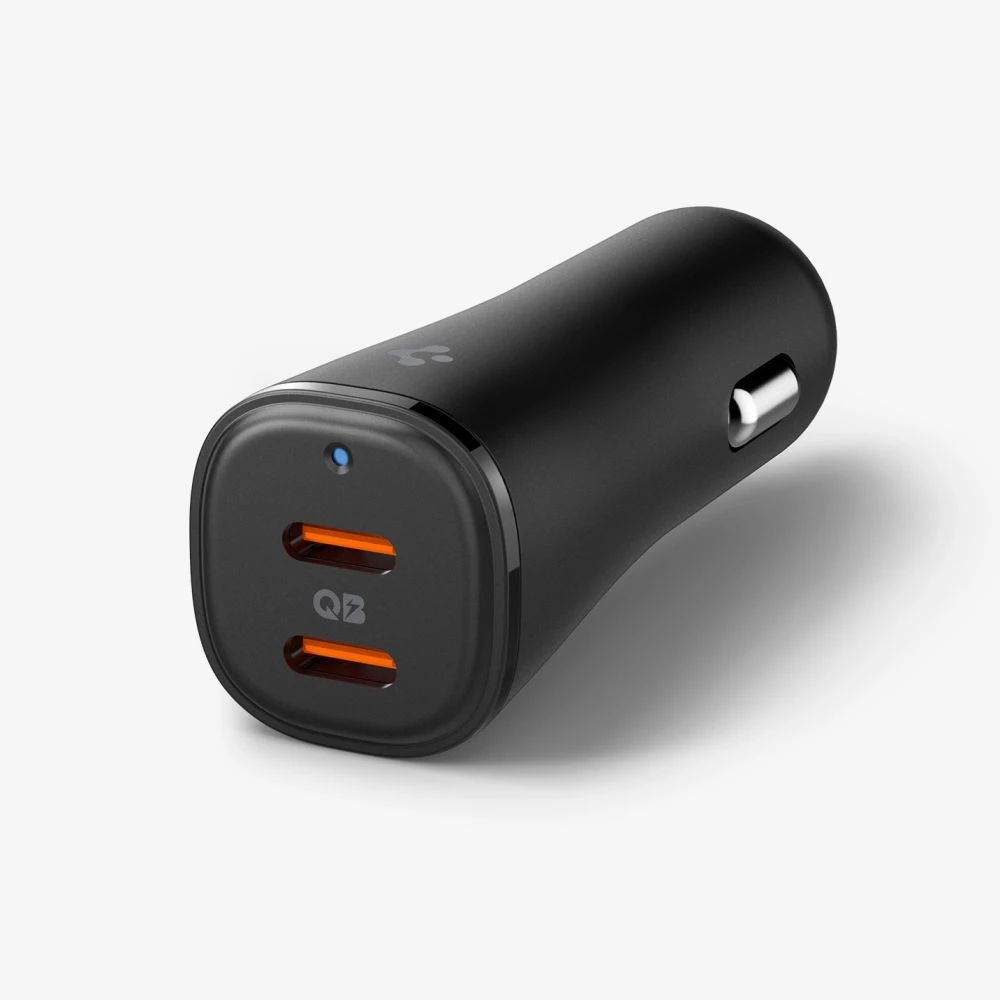 „Spigen ArcStation Essential EV502“ automobilinis įkroviklis, 2x USB-C, PD + QC3.0, 50W (juodas)