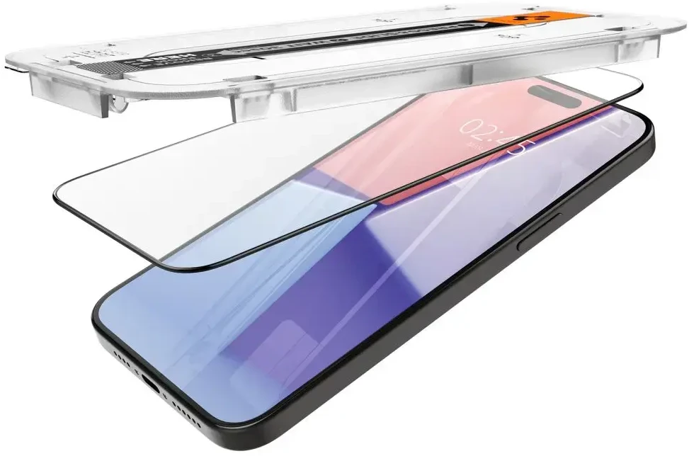 SPIGEN EZ FIT grūdintas stiklas skirtas iPhone 15 Pro, juodas
