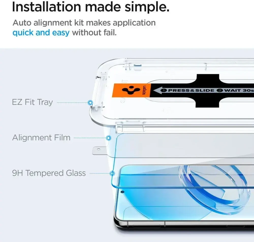 Spigen EZ FIT grūdintas stiklas telefonui Samsung Galaxy S23 Plus, permatomas, 2 vnt. rinkinyje