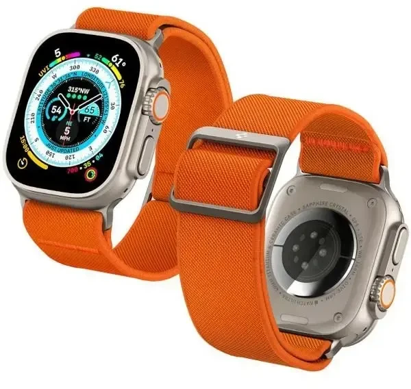 Spigen Fit Lite išmaniojo laikrodžio dirželis, skirtas Apple Watch 4/5/6/7/SE/Ultra (42/44/45/49 mm) | Nailonas | oranžinė