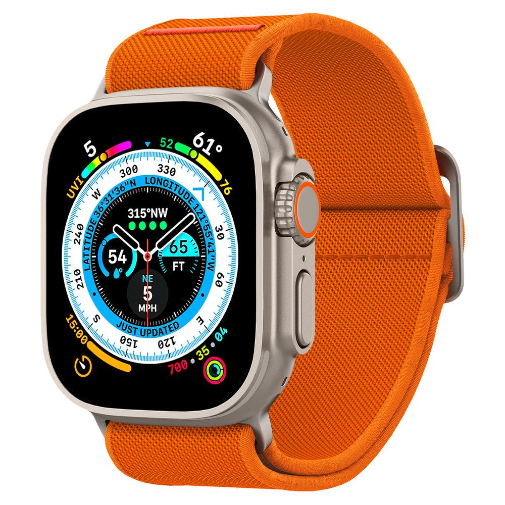 Dėklas Spigen Fit Lite Ultra Apple Watch 4 / 5 / 6 / 7 / 8 / SE / Ultra (42 / 44 / 45 / 49 mm) oranžinės spalvos